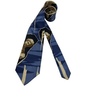 CLAUSE MONTANA Blue/Beige Art Silk LUXURY Tie ITALY